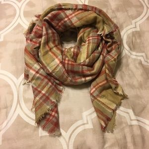 Tan and Red Blanket Wrap